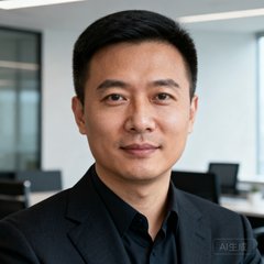 科技行业客户王总的职业头像，身着深色西装，背景为公司办公室环境。